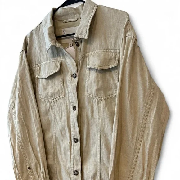 Anthropologie Pilcro Linen Shacket Beige Large - Picture 5 of 10